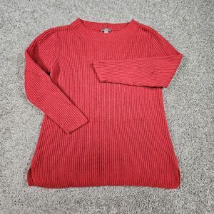 J. Jill Knit Sweater Womens S Petite Cotton Blend Wool Yak Hair Ribbed‎ Crew